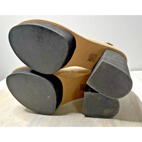 FREE PEOPLE 6.5 MAGGIE MJ PLATFORM IVORY LEATHER HEELS STRAP BUCKLE - Picture 7 of 11